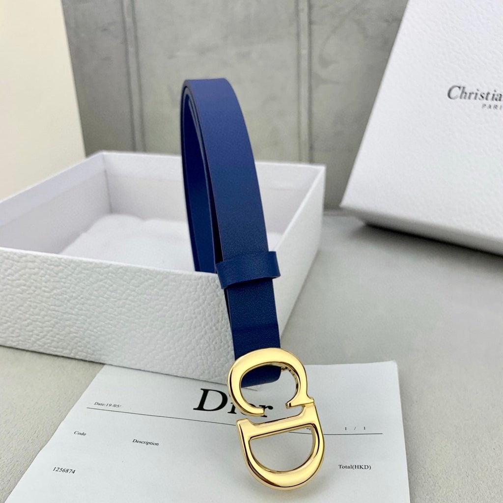 DIOR 25S BELT 20 MM IN NAVY BLUE CALFSKIN WITH GOLD HARDWARE 590778