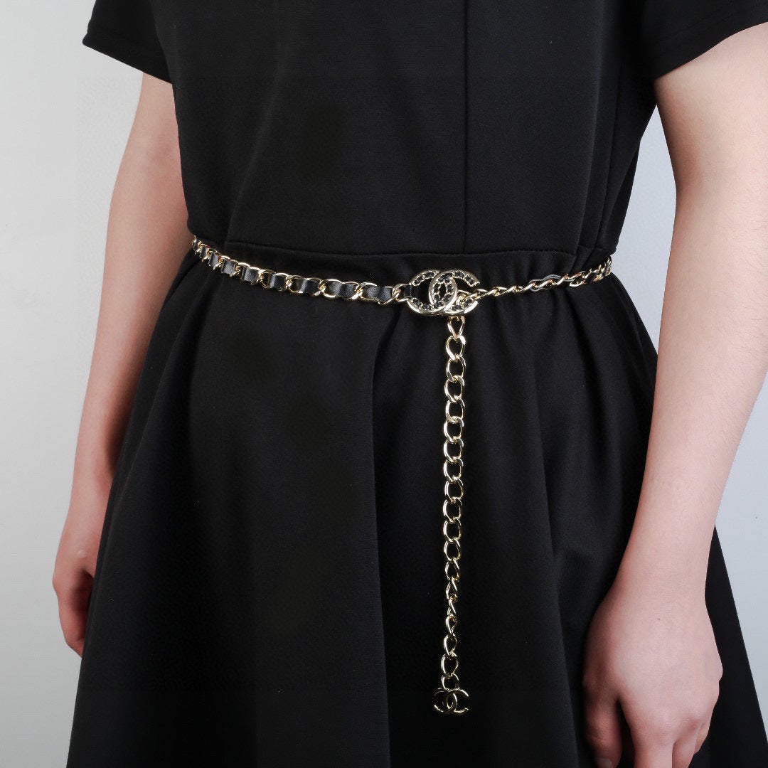CHANEL 25S CHAIN BELT IN BLACK CALFSKIN 612710