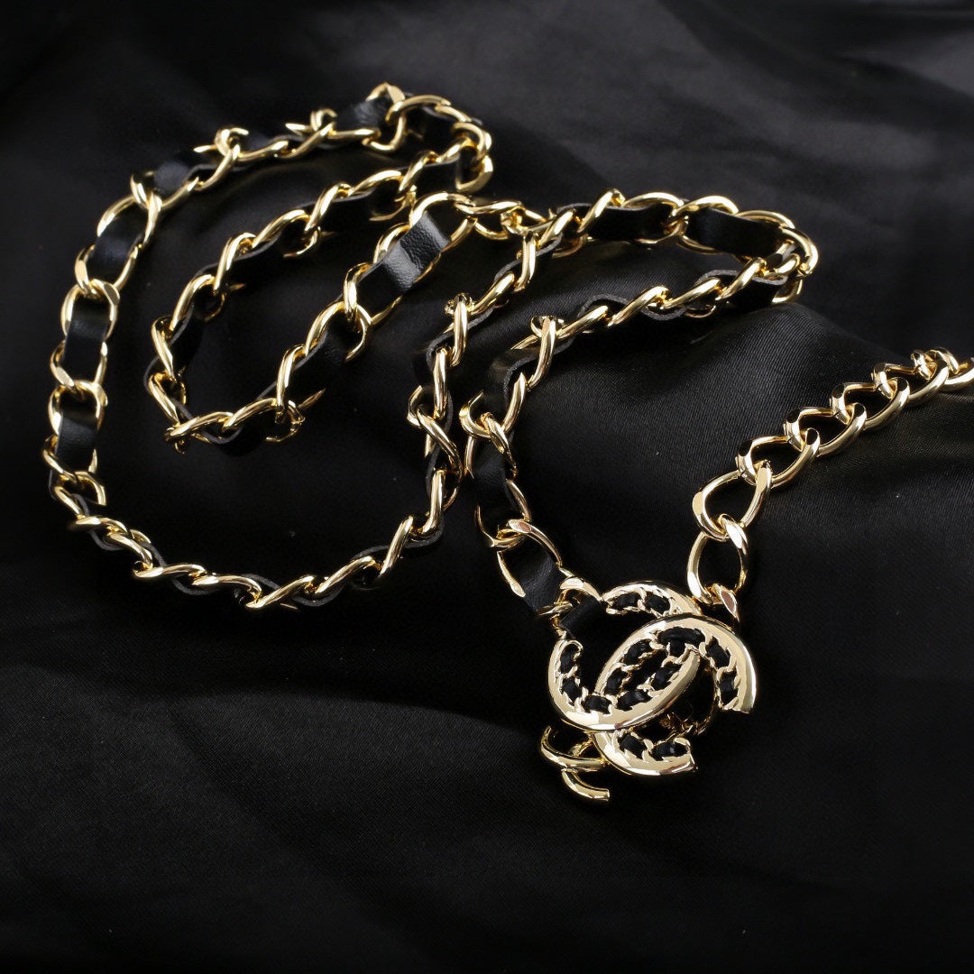 CHANEL 25S CHAIN BELT IN BLACK CALFSKIN 612710