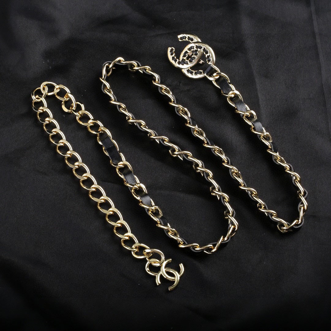 CHANEL 25S CHAIN BELT IN BLACK CALFSKIN 612710