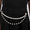 CHANEL 25S CHAIN BELT IN WHITE AND BLACK PEARL 614477