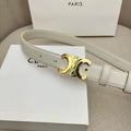 CELINE 25S TRIOMPHE 25MM BELT IN WHITE CALFSKIN GOLD HARDWARE