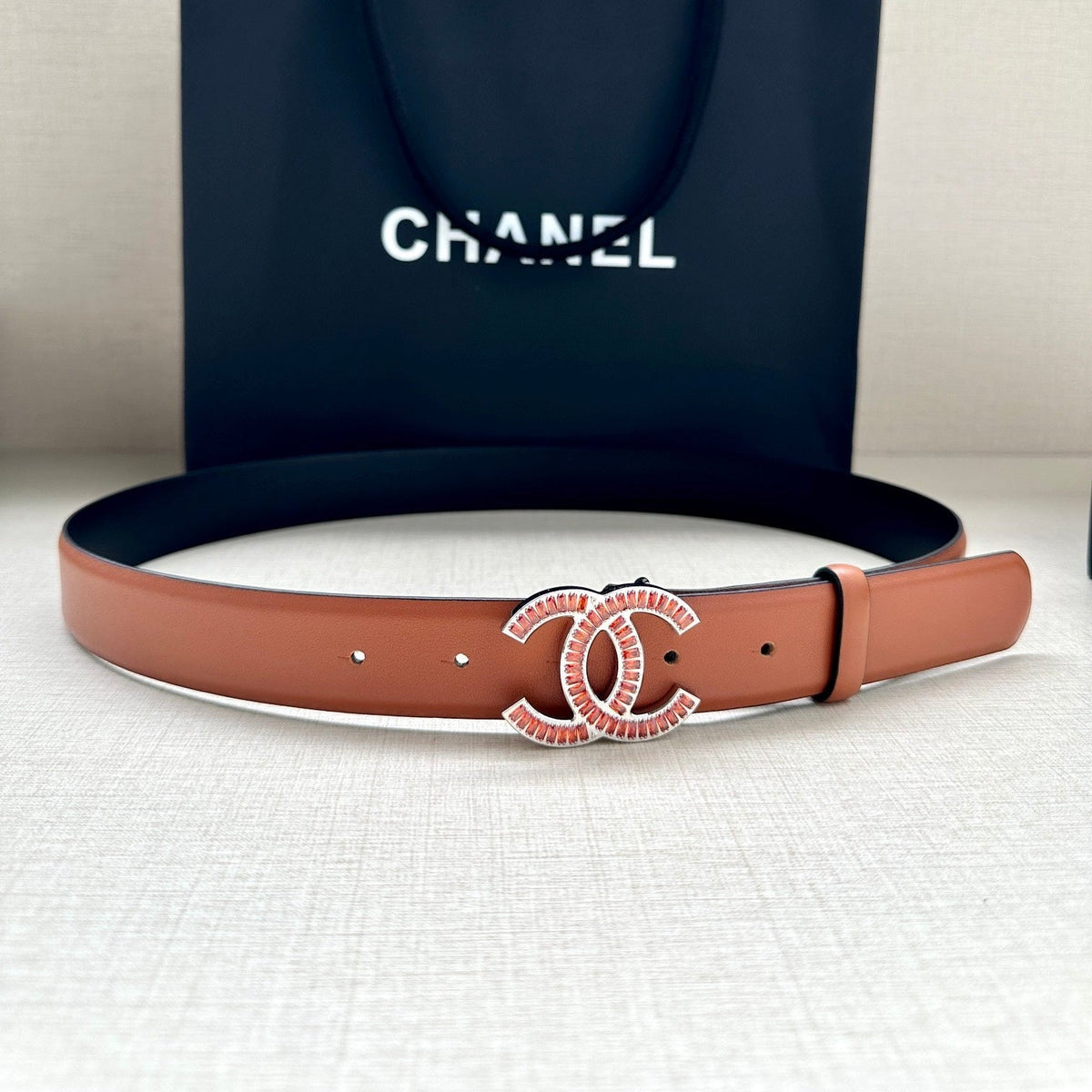 CHANEL 25S BELT 30 MM IN BROWN CALFSKIN 616969