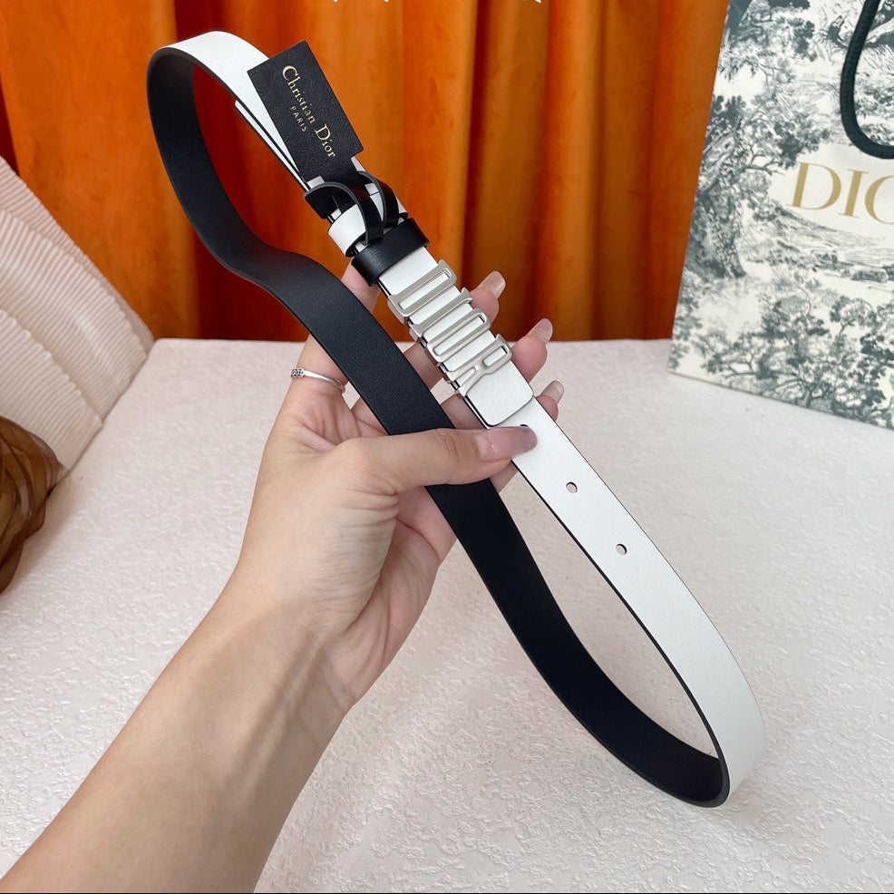 DIOR 25S BELT 20 MM IN WHITE CALFSKIN 562037