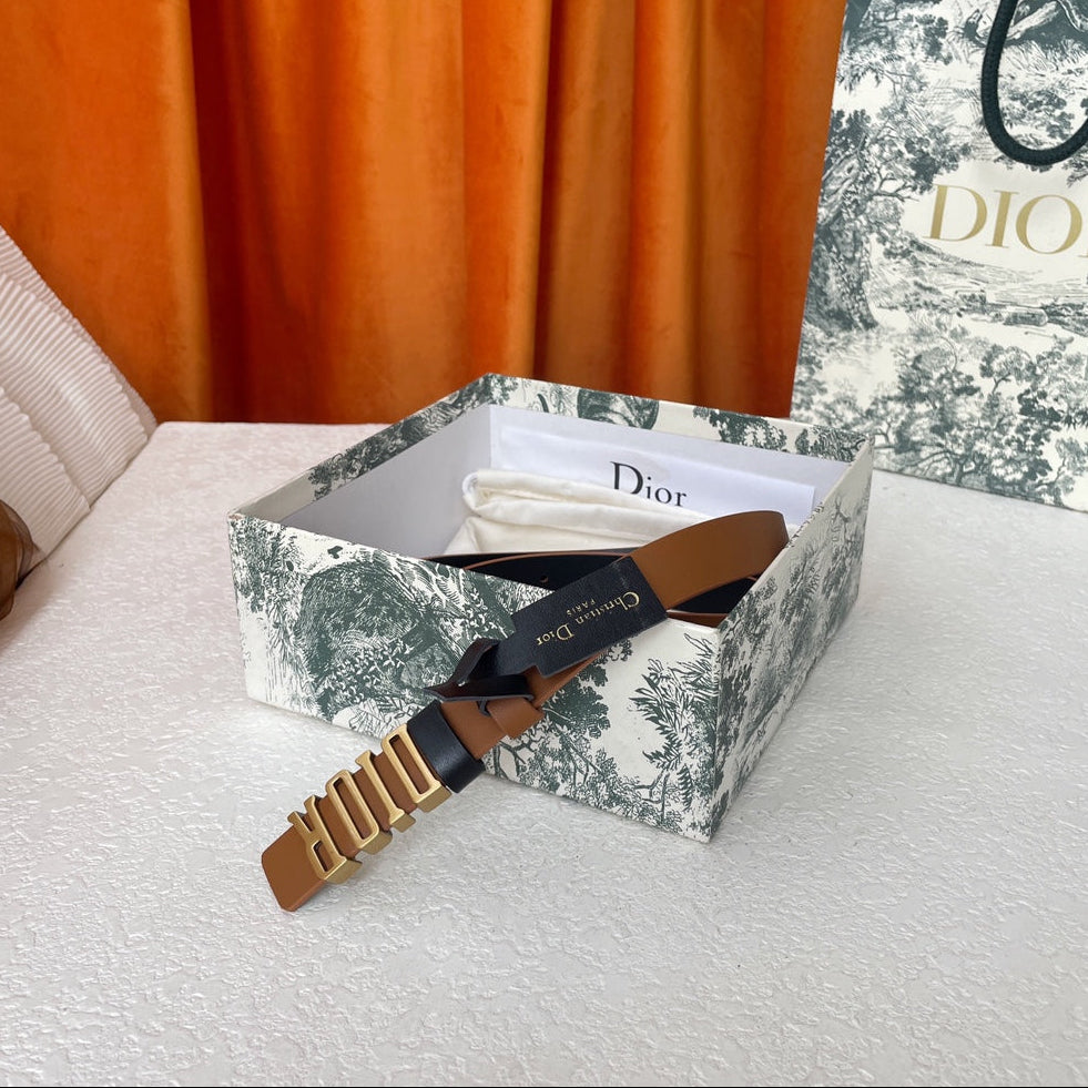 DIOR 25S BELT 20 MM IN BROWN CALFSKIN 562035