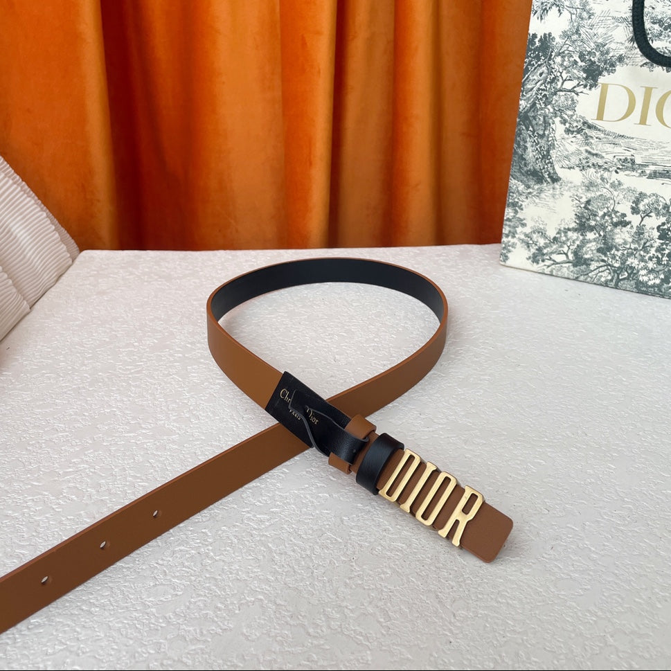 DIOR 25S BELT 20 MM IN BROWN CALFSKIN 562035