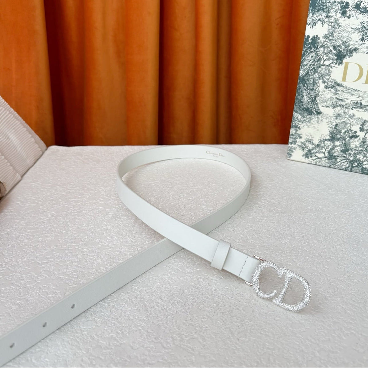 DIOR 25S BELT 20 MM IN WHITE CALFSKIN 595245