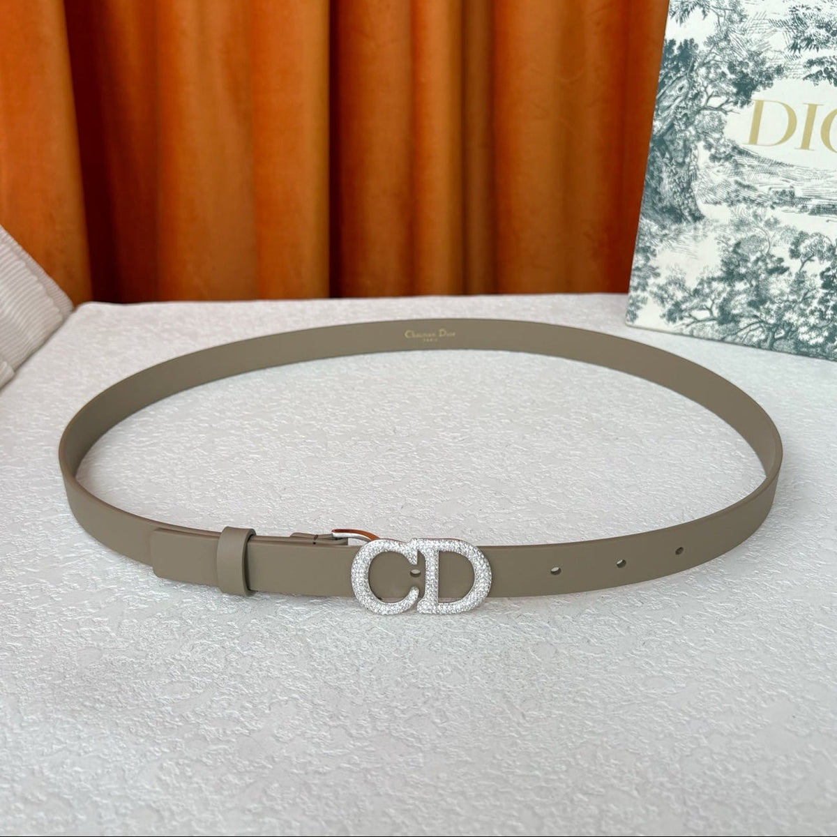 DIOR 25S BELT 20 MM IN BEIGE-GREY CALFSKIN 595247