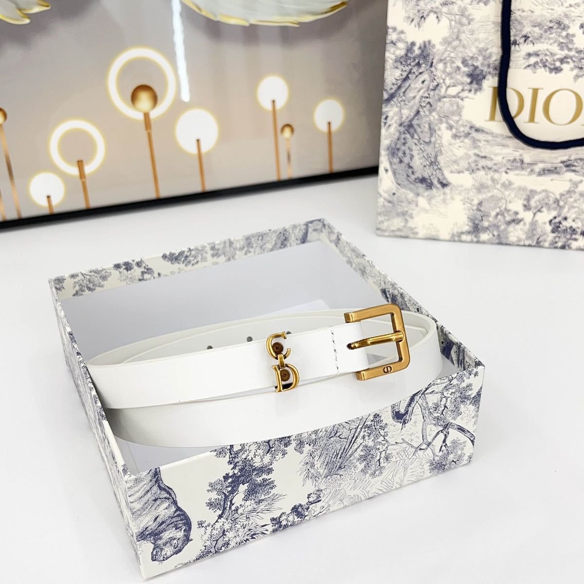 DIOR 25S BELT 20 MM IN WHITE CALFSKIN 570114