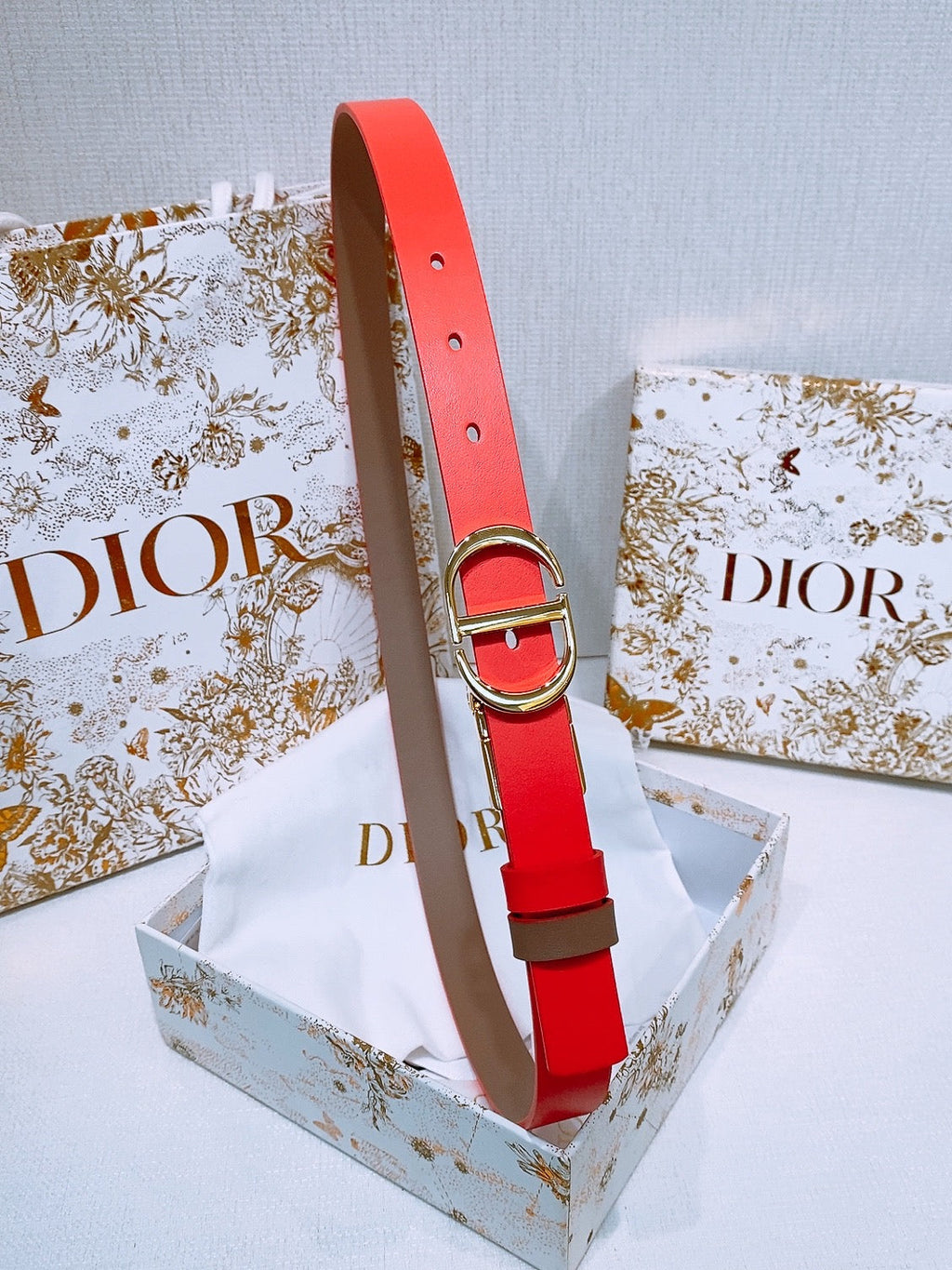 DIOR 25S BELT 20 MM IN RED CALFSKIN 572901